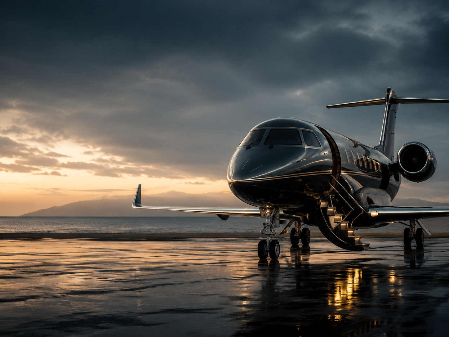 Aeronave executiva em ambiente premium